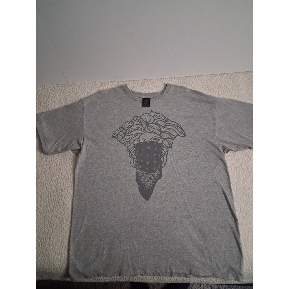 Crooks & Castles Mens XL Medusa Bandana Graphic T-Shirt Heather Gray Streetwear